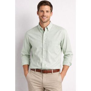 Kirkland Signature Shirt Mens XL Green Blue Long Sleeve Non-Iron Casual Dad